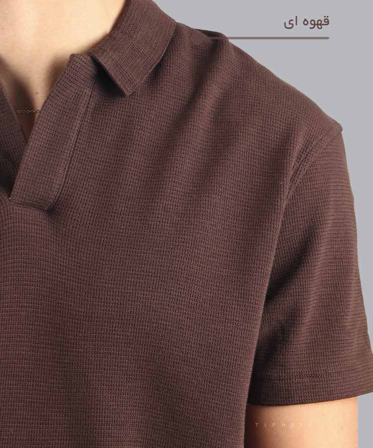                                                                       دودی کرم قهوه ای صدری تیشرت یقه دار 3205  - تصویر 8