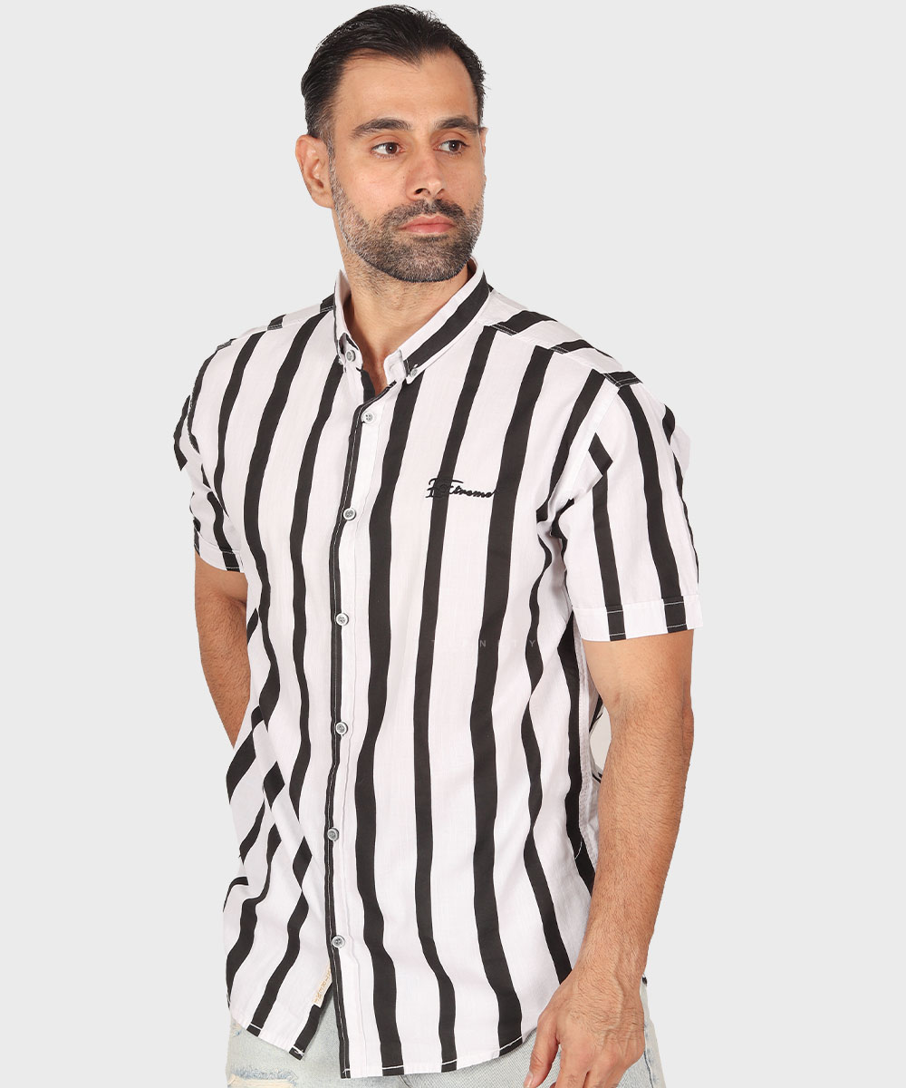 پیراهن مردانه آستین کوتاه راه راه 0413