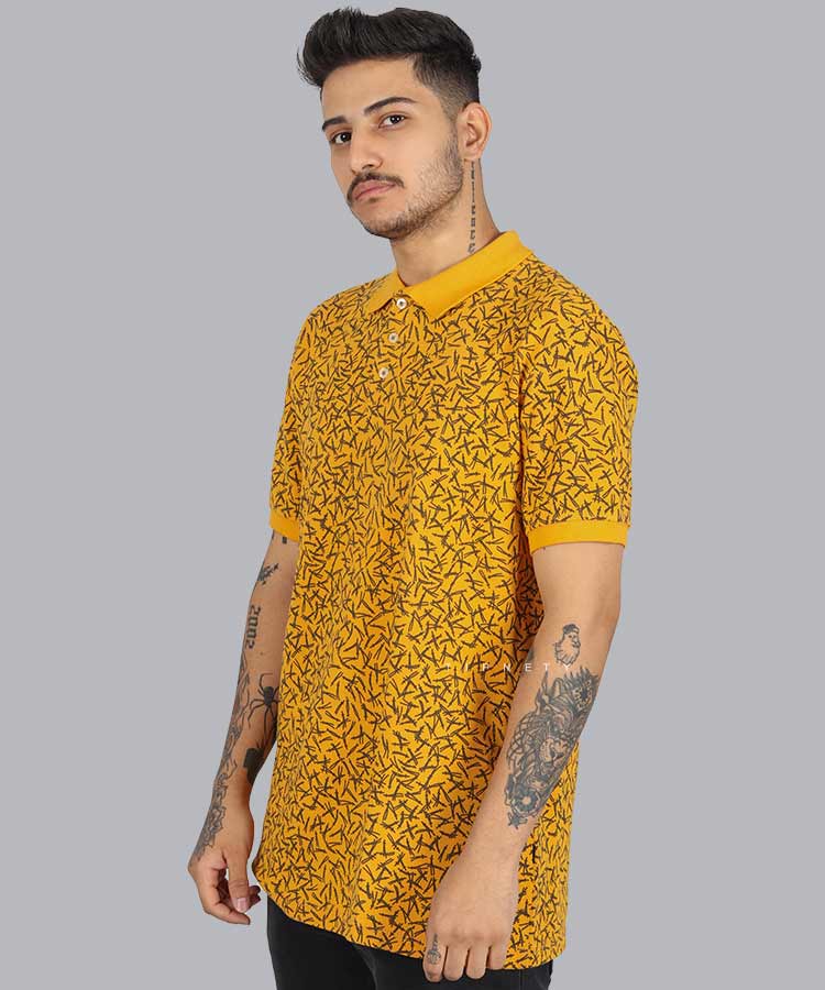 تیشرت یقه دار مردانه طرح دار 1442