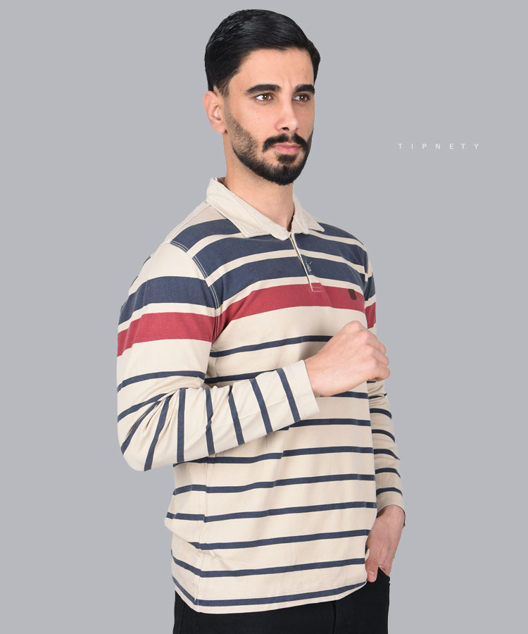 تیشرت یقه دار مردانه آستین بلند 1366