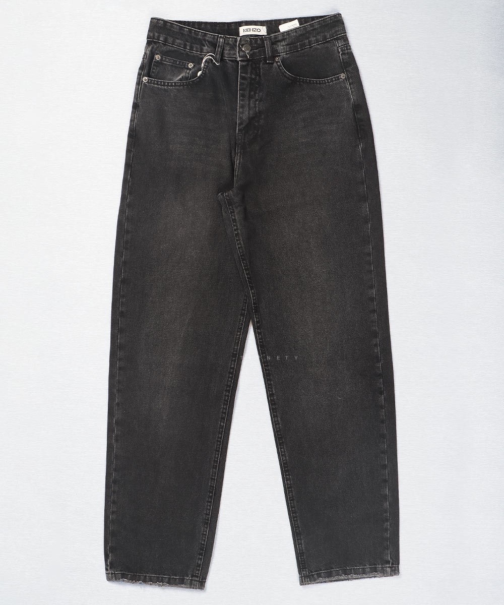 شلوار جین نیم بگ مردانه ذغالی 3513