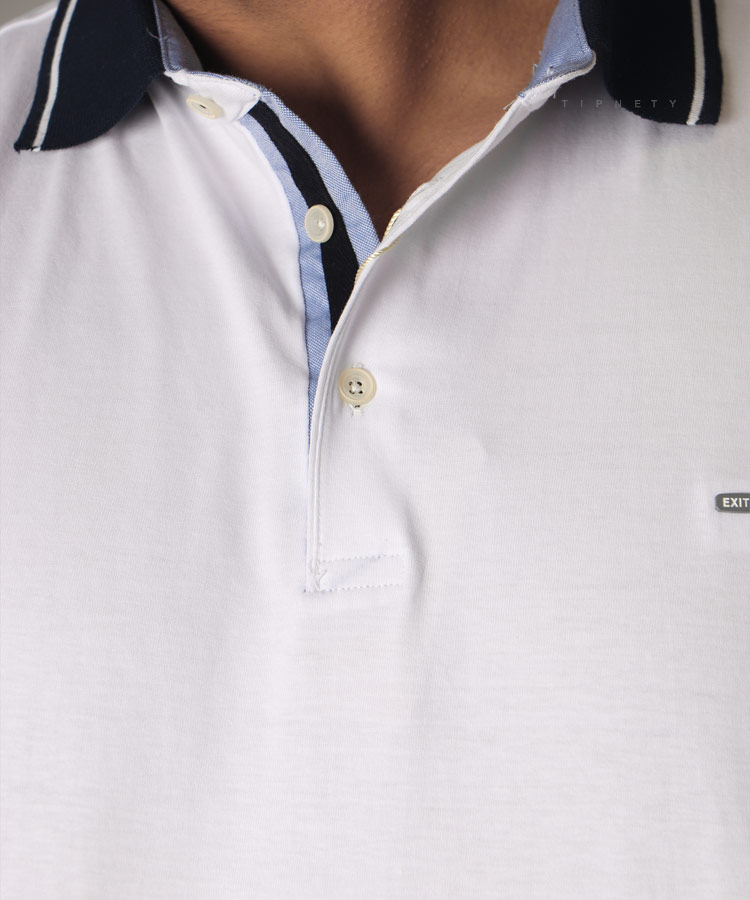                       سفید تیشرت یقه دار 8121  - تصویر 3