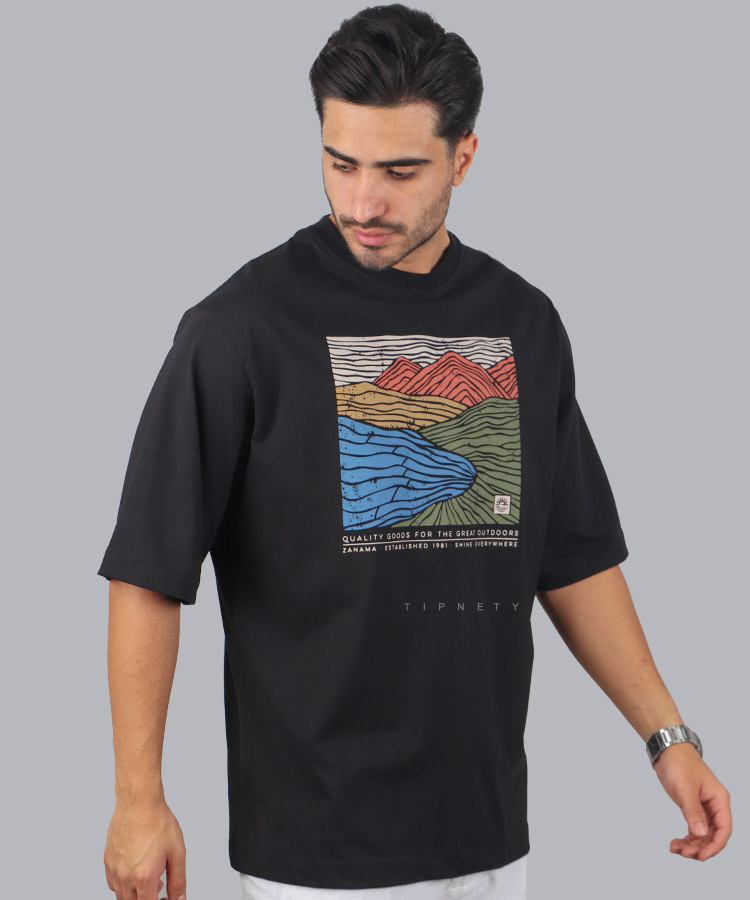 تیشرت لش مشکی طرح دار 1381