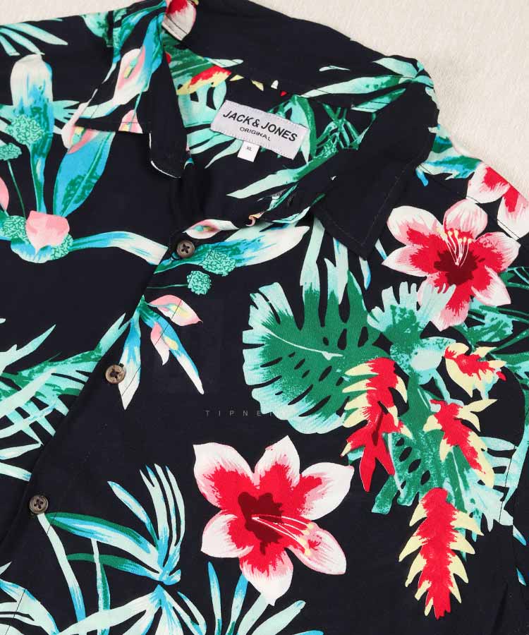 پیراهن مردانه هاوایی آستین کوتاه گلدار 2021