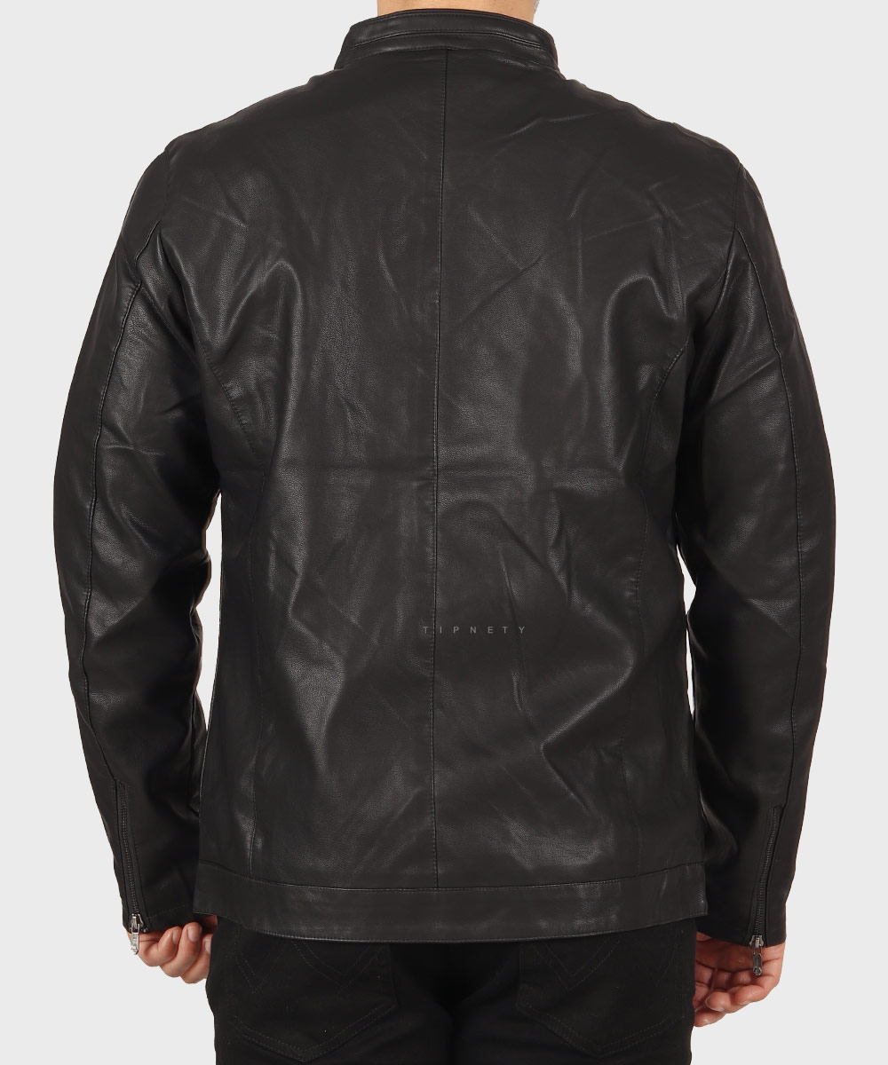         نسکافه ای استخوانی مشکی زمستانه کت چرم 2513  - تصویر 9