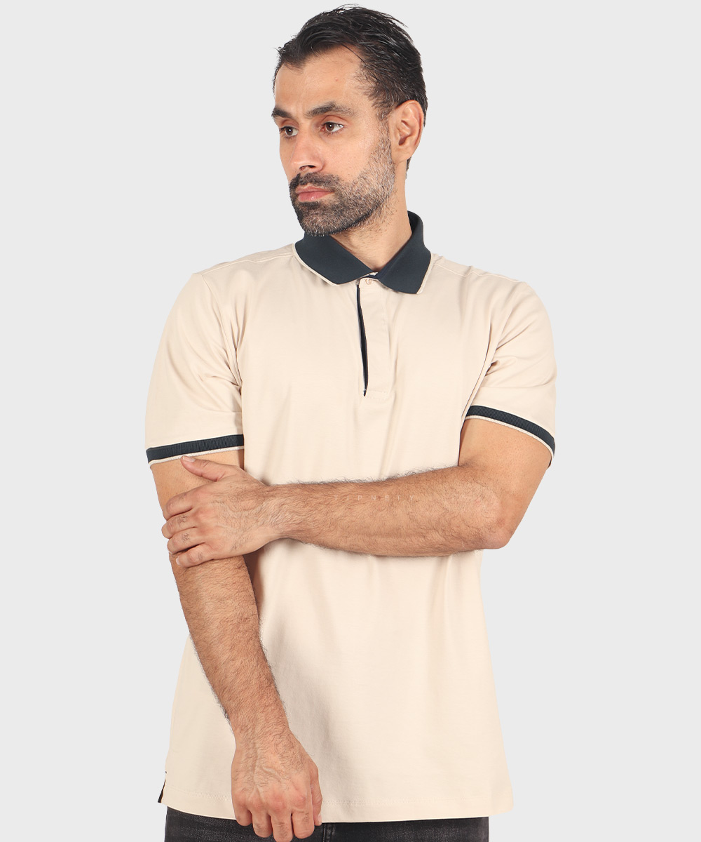                                                   سفید سورمه ای کرم روشن مشکی تیشرت یقه دار 0597  - تصویر 15