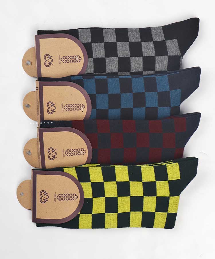 جوراب ساق بلند مردانه شطرنجی 9809