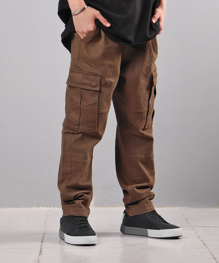                                                                                                                         خاکی لجنی مشکی قهوه ای شلوار کتان اسلش 1025  - تصویر 3