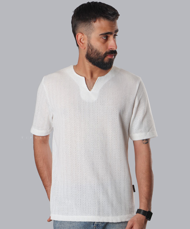                                                                                           سفید طوسی دارچینی تیشرت کوبایی 1105  - تصویر 4