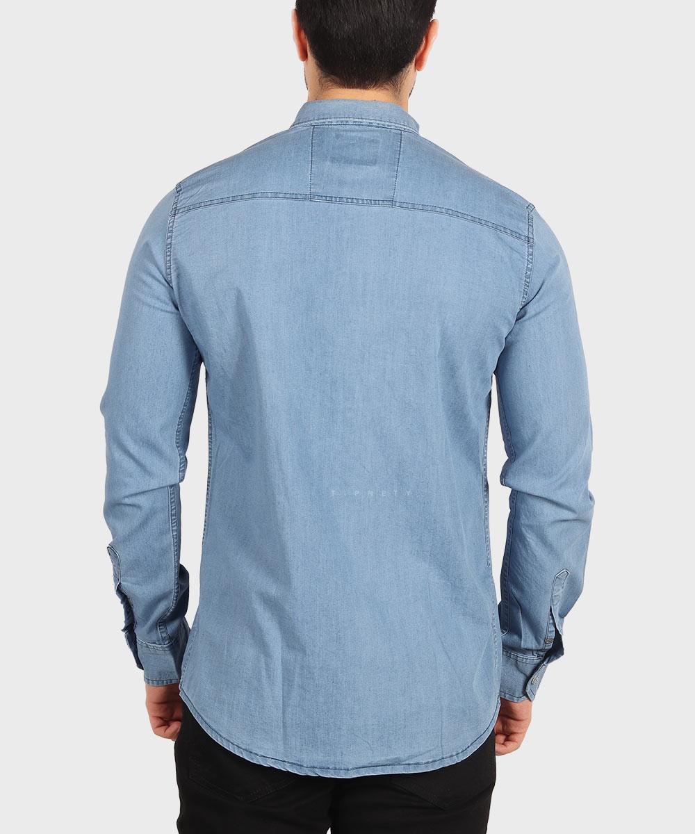                     ذغالی آبی تیره آبی روشن طوسی تیره پیراهن آستین بلند فیت 0776  - تصویر 15