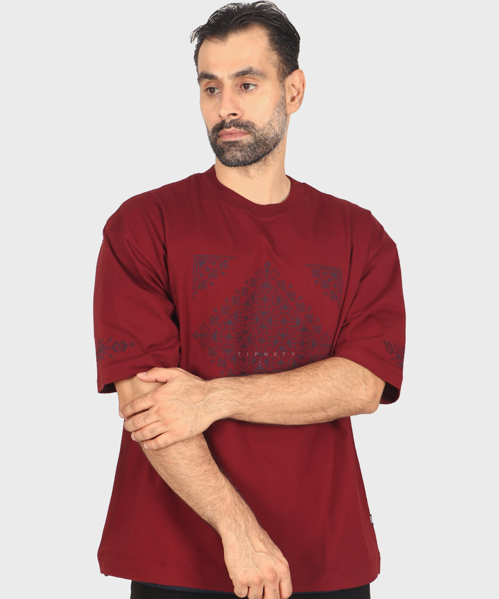           لجنی آبی روشن صدری زرشکی تیشرت لش 1719  - تصویر 14