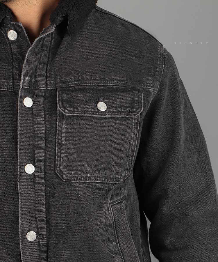                                                                                                                                           ذغالی آبی زمستانه کت جین 6401  - تصویر 4