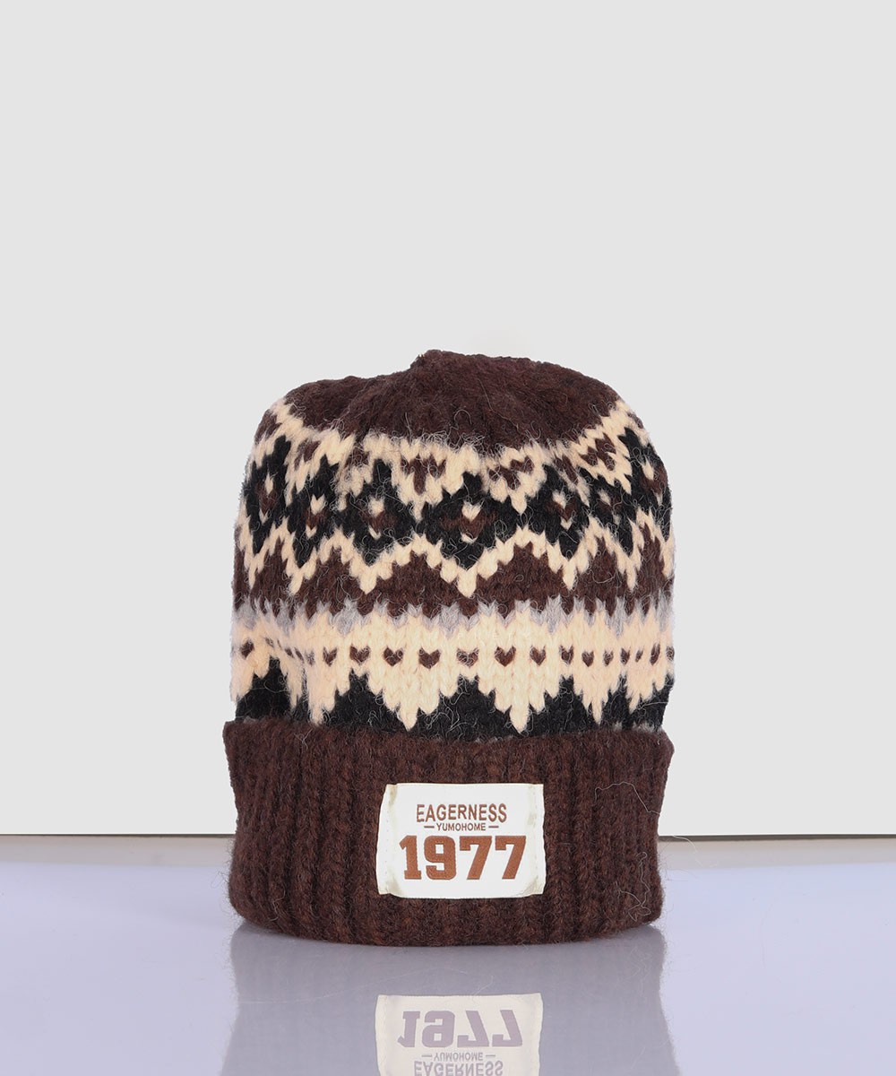           مشکی قهوه ای کرم شکلاتی کلاه زمستانی 1977  - تصویر 3