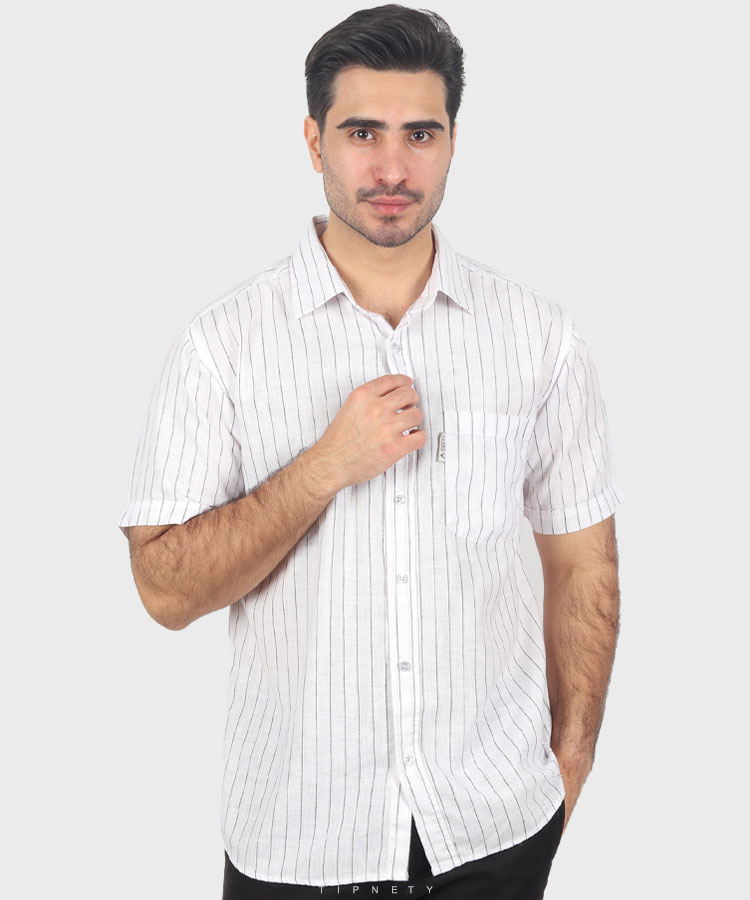                                                                                     سبز طوسی تیره آبی تیره سفید کرم پیراهن آستین کوتاه کلاسیک 0907  - تصویر 4