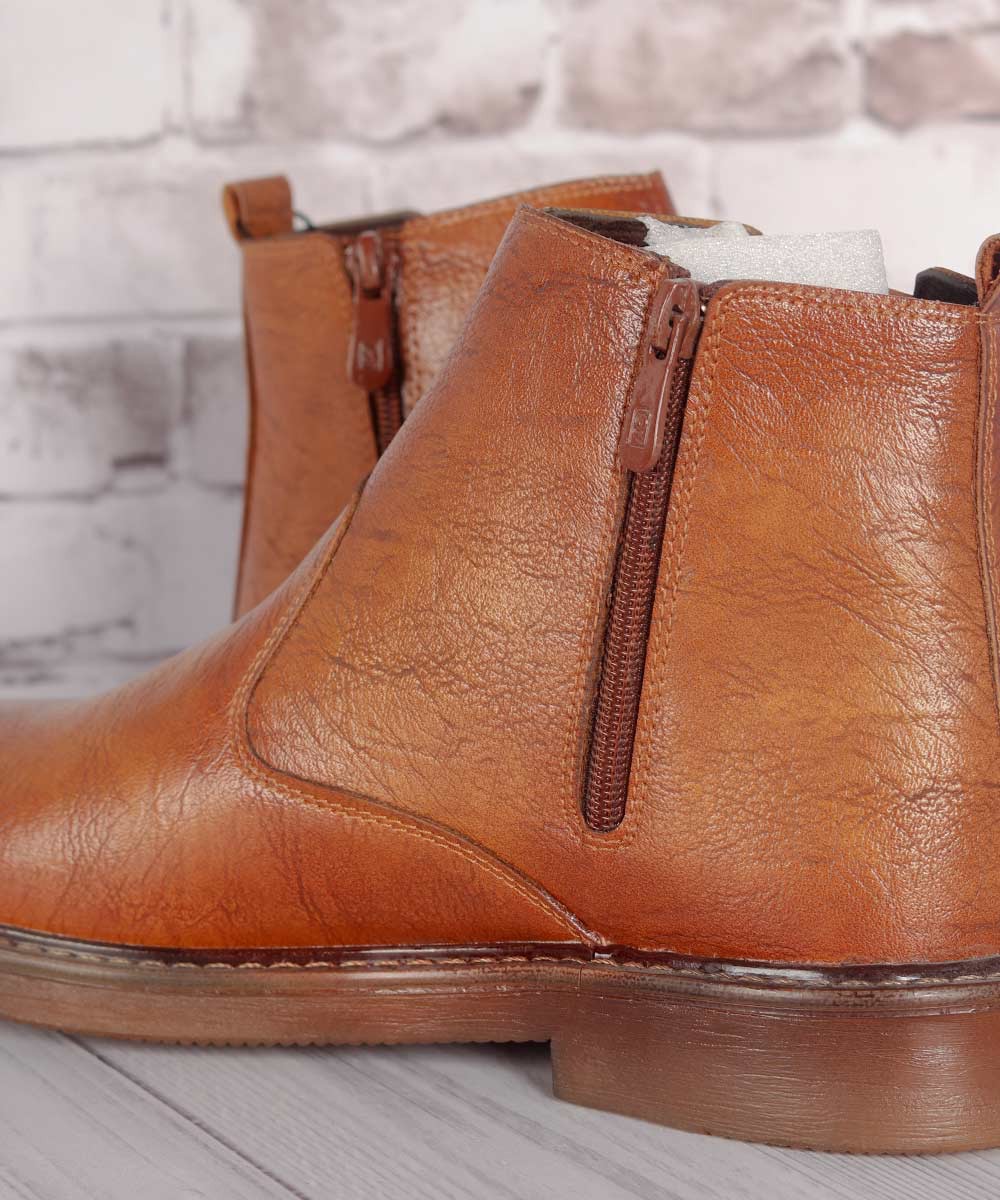 نیم بوت مردانه عسلی بدون بند 0727