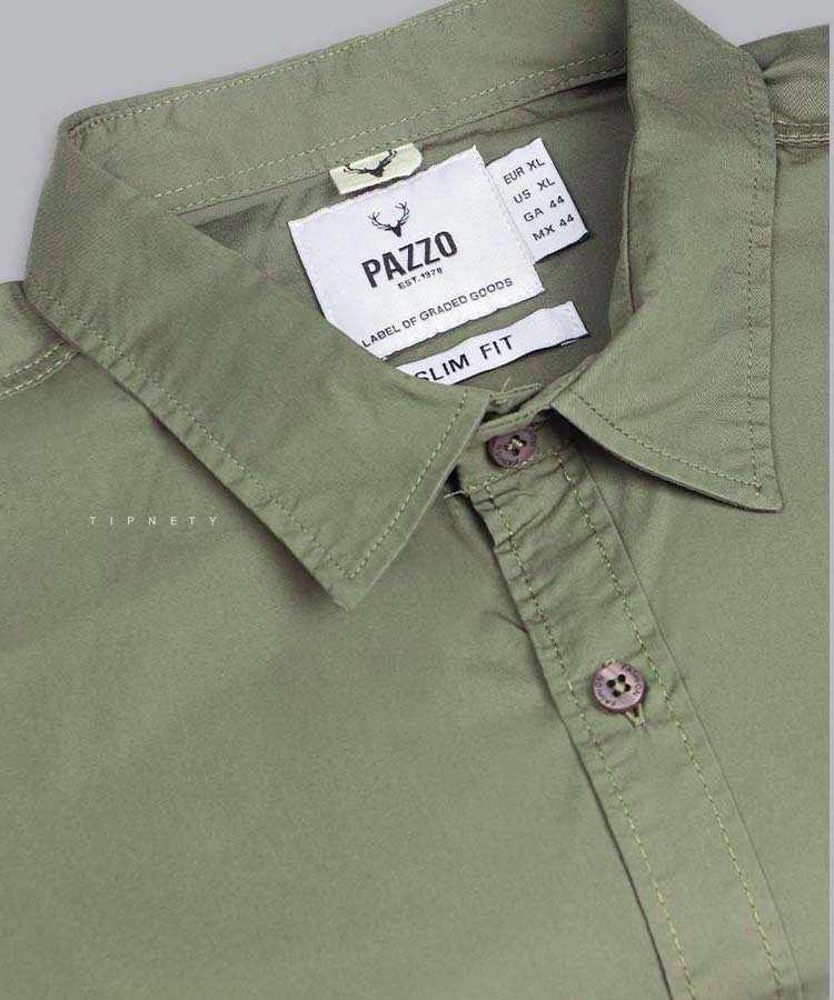 پیراهن مردانه آستین بلند زیتونی 0803