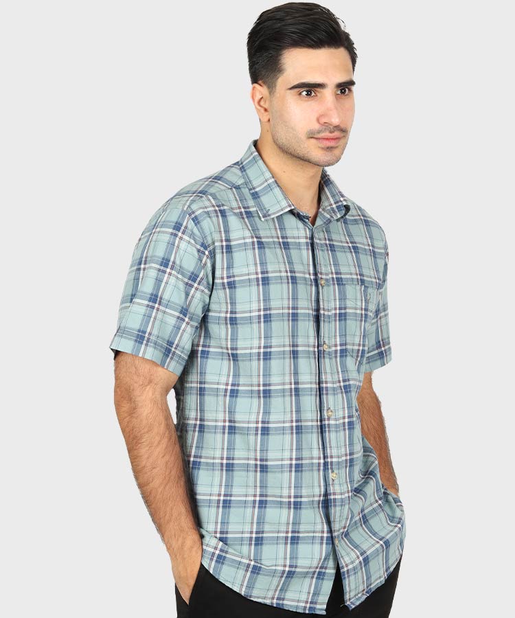         فیروزه ای پیراهن آستین کوتاه کلاسیک 0943  - تصویر 4