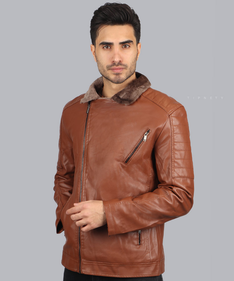                                                                                                         عسلی قهوه ای مشکی زمستانه کت چرم 2265  - تصویر 3