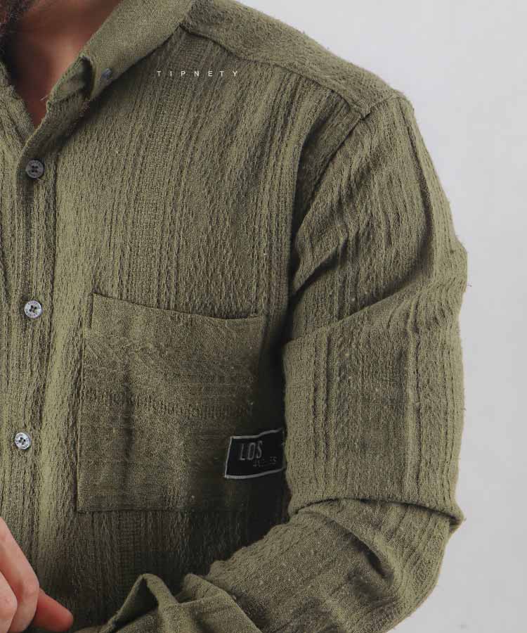                                                                                 طوسی تیره لجنی مشکی استخوانی پیراهن لش 0229  - تصویر 5