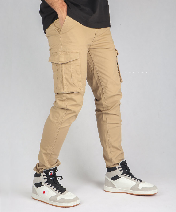                                                                 لجنی کرم مشکی شلوار کتان اسلش 2631  - تصویر 3