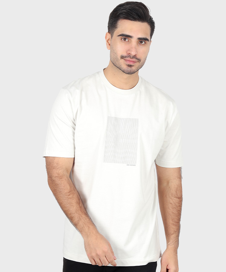                               کرم سورمه ای استخوانی زرشکی روشن تیشرت چاپی 2390  - تصویر 3