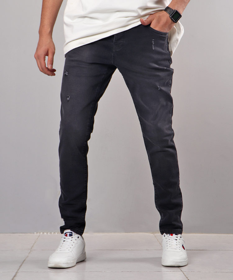 شلوار جین اسلیم مردانه ذغالی 3036