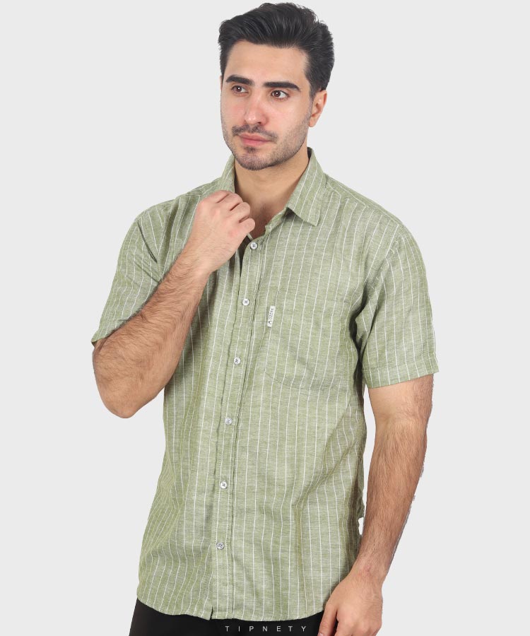                                                                                     سبز طوسی تیره آبی تیره سفید کرم پیراهن آستین کوتاه کلاسیک 0907  - تصویر 3