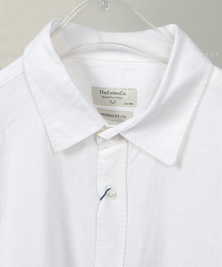 پیراهن لینن سفید مردانه آستین بلند 5432