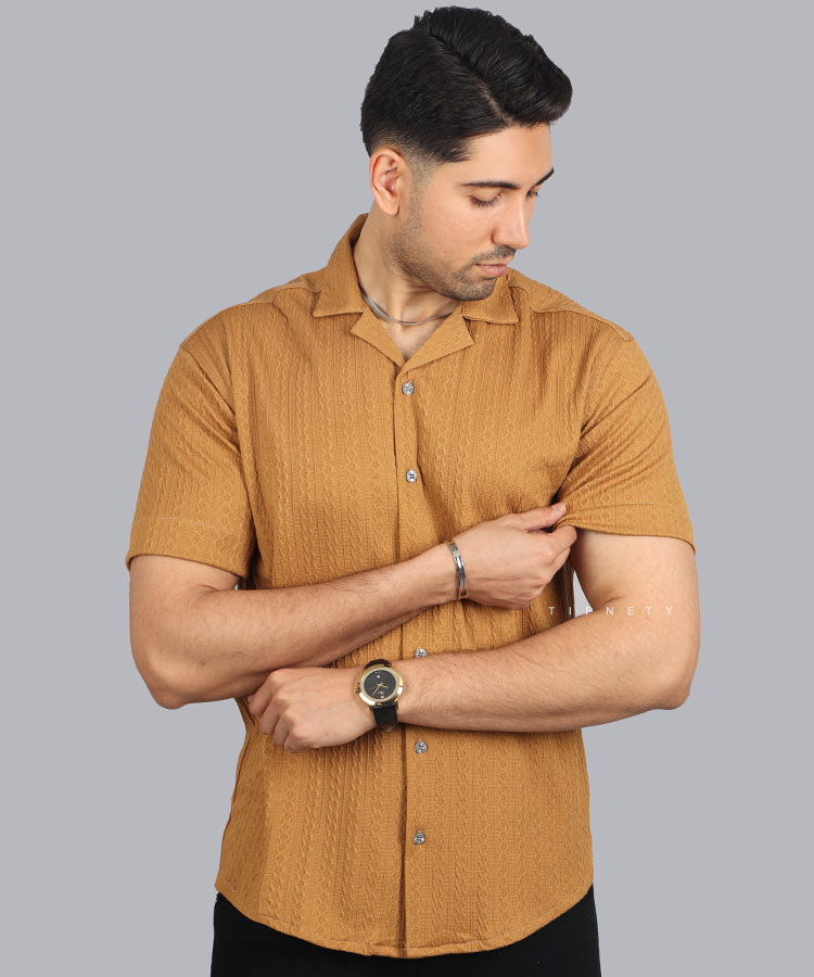 پیراهن یقه انگلیسی مردانه کنفی 0335