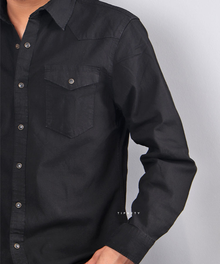                                                                                 دودی ذغالی مشکی پیراهن آستین بلند فیت 4132  - تصویر 3