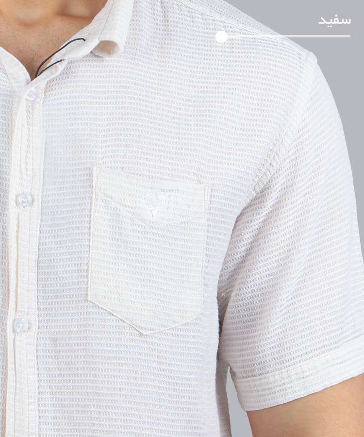                                                                 مشکی سبز سفید پیراهن آستین کوتاه کلاسیک 0120  - تصویر 5