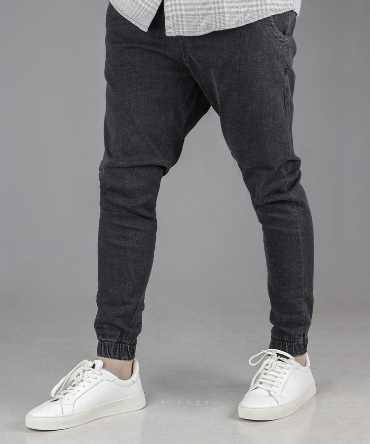 شلوار جین اسلش مردانه ذغالی 1155