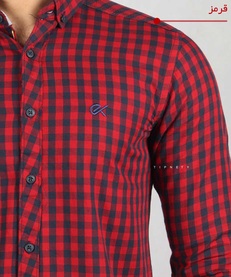                                                                                                                                                                                                                   قرمز سبز صورتی گلبهی کرم نوک مدادی پیراهن آستین بلند فیت 0607  - تصویر 5