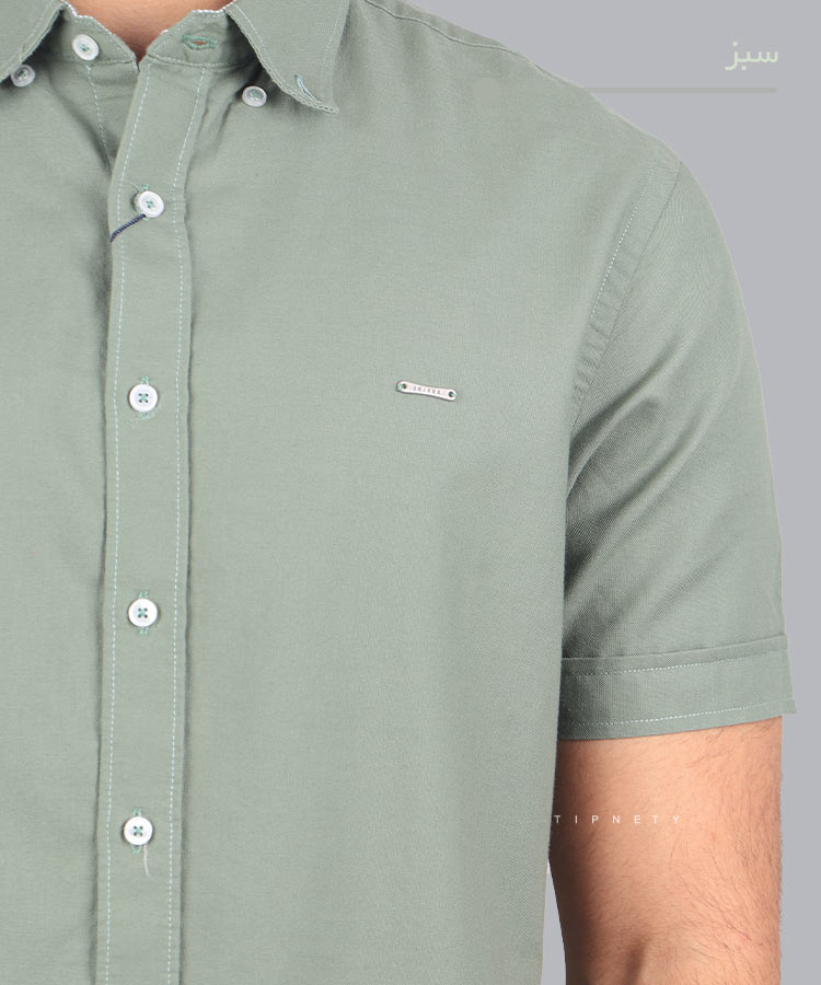                                                                                                 سورمه ای آبی روشن لجنی سبز سفید پیراهن آستین کوتاه فیت 5318  - تصویر 7