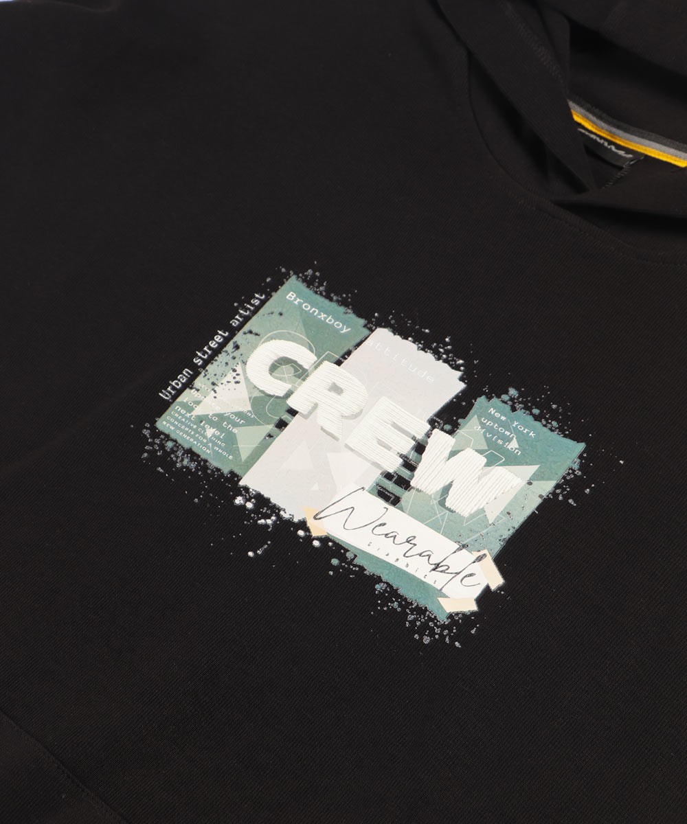 هودی مشکی طرحدار فری سایز 1455