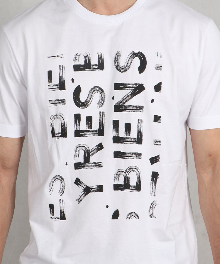 تیشرت سفید طرح دار مردانه 1064