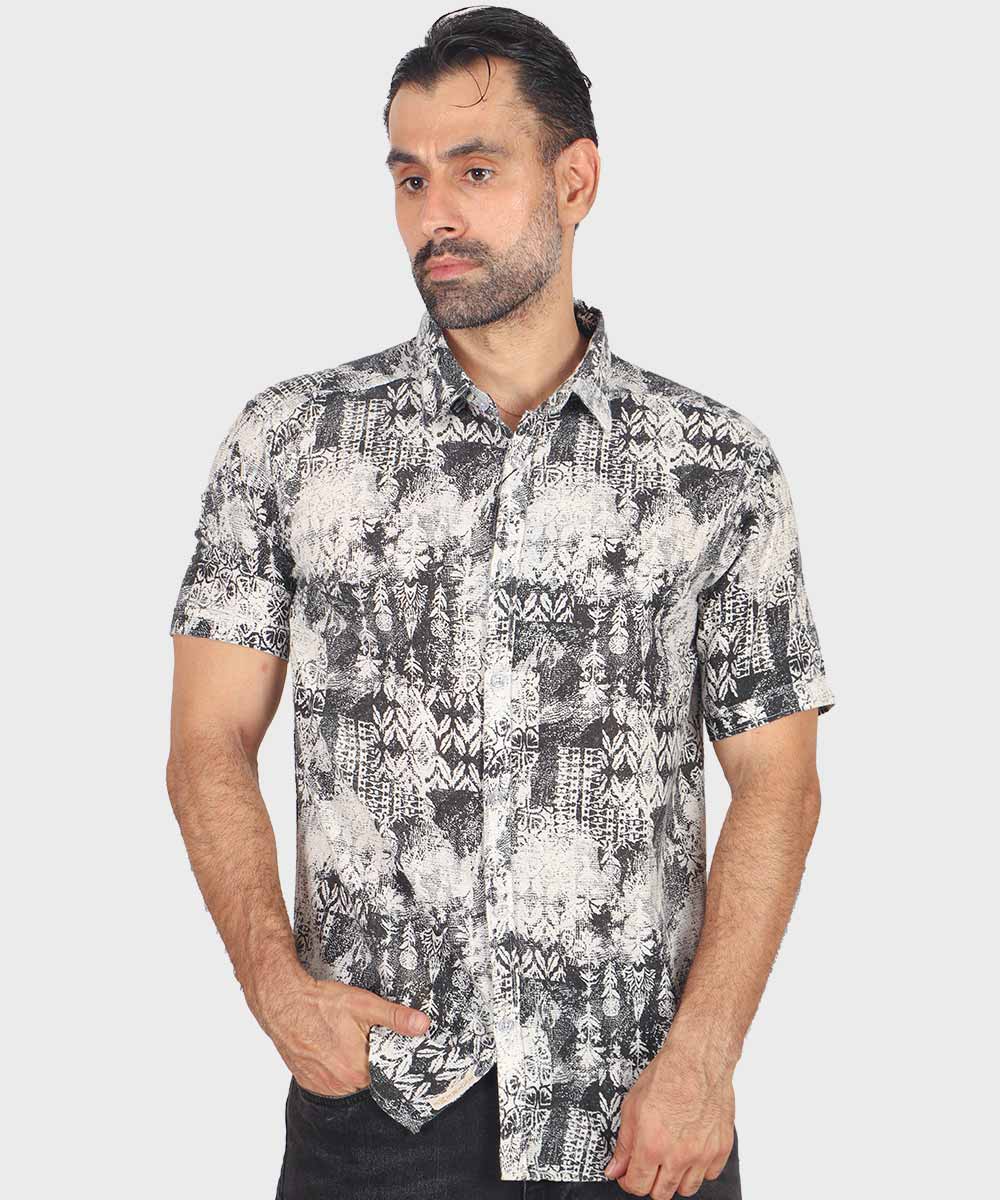 پیراهن مردانه مشکی آستین کوتاه 0243