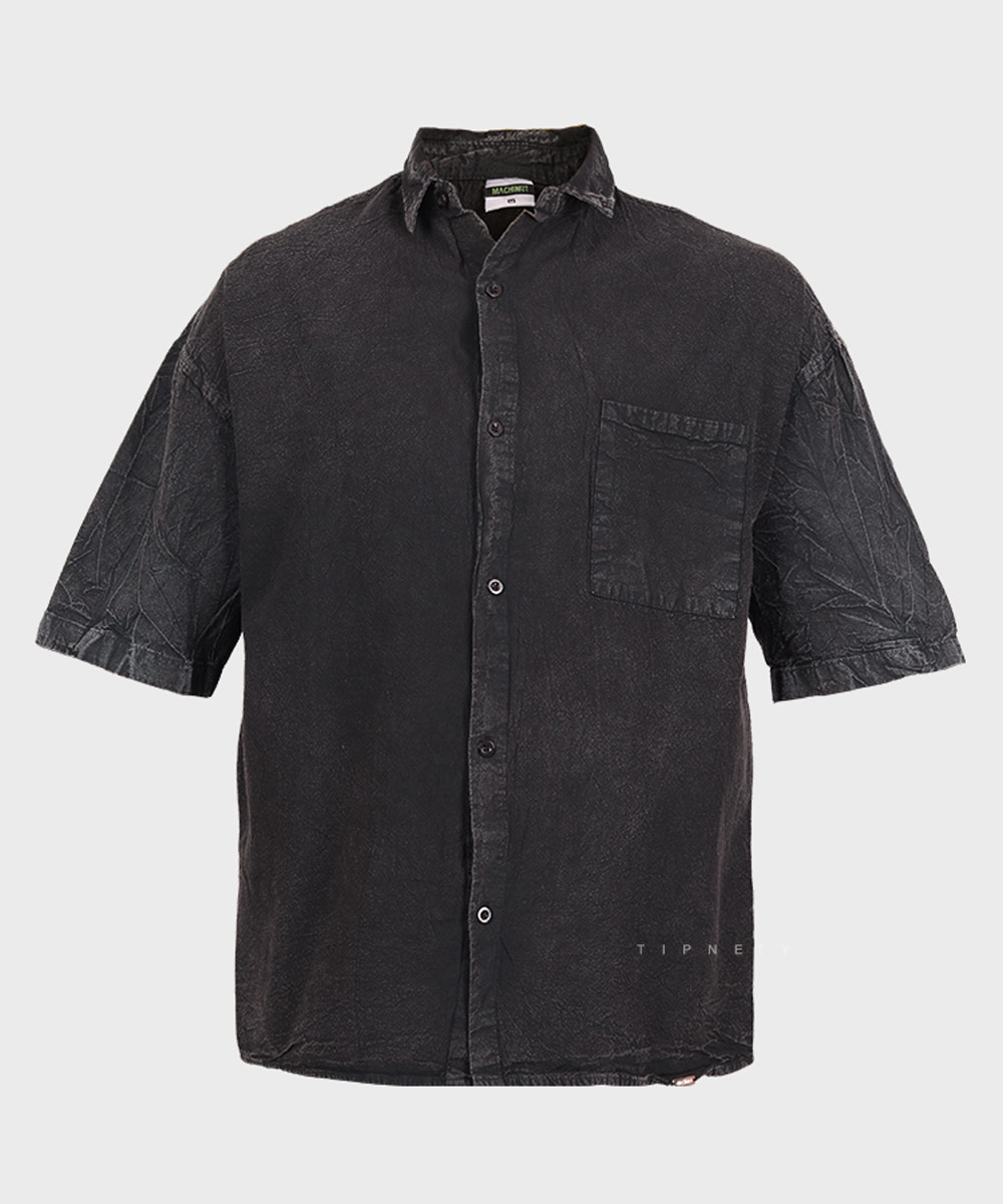 پیراهن مردانه باکسی سنگشور ذغالی ماچینیست 0633
