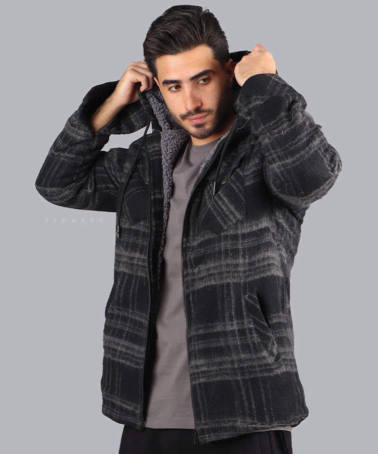 کاپشن مردانه پشمی طرح چهارخانه 1322