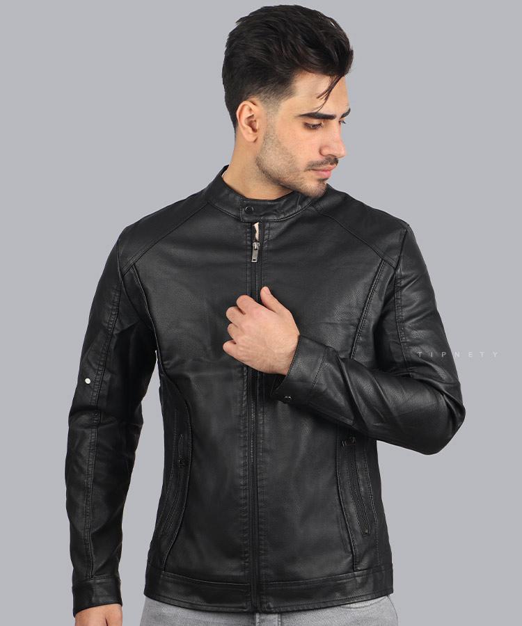 کت چرم مردانه مشکی 2017