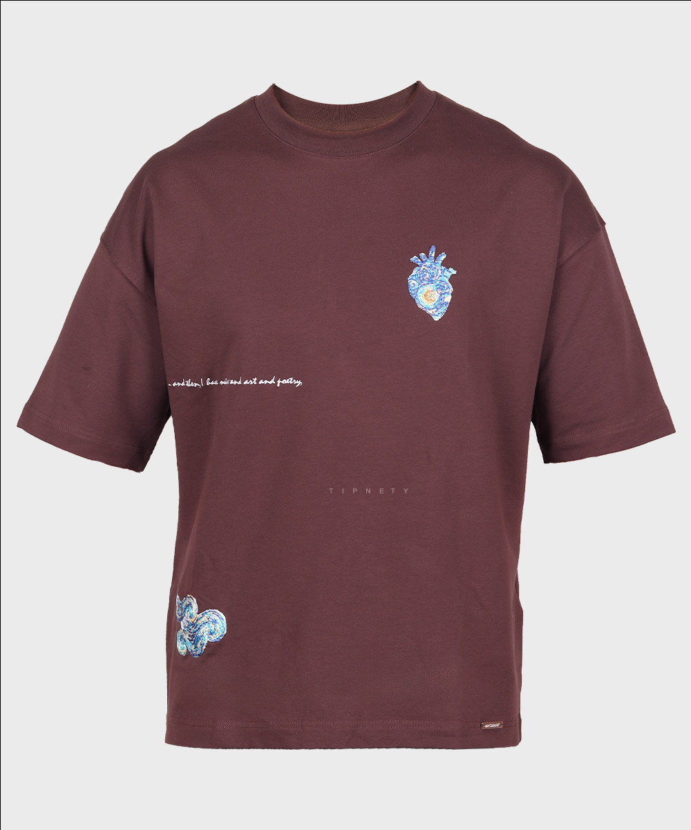 تیشرت باکسی طرحدار برند ماچینیست 2275