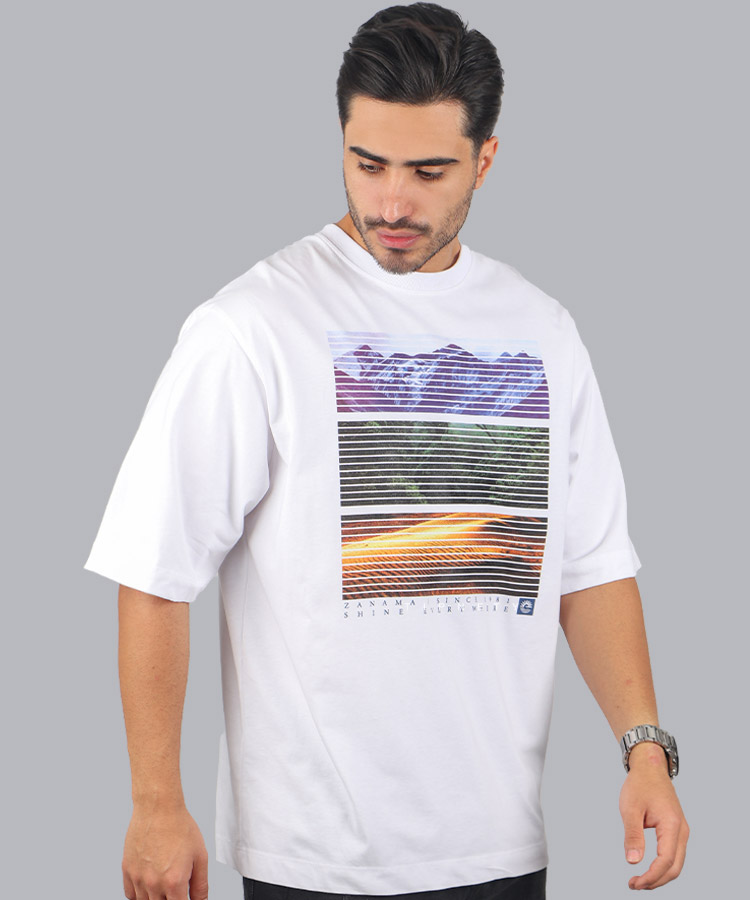 تیشرت لش سفید طرح دار 1382