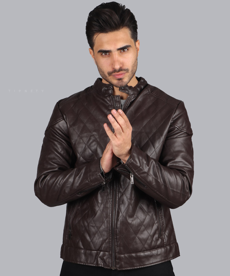 کت چرم مردانه طرحدار 0698