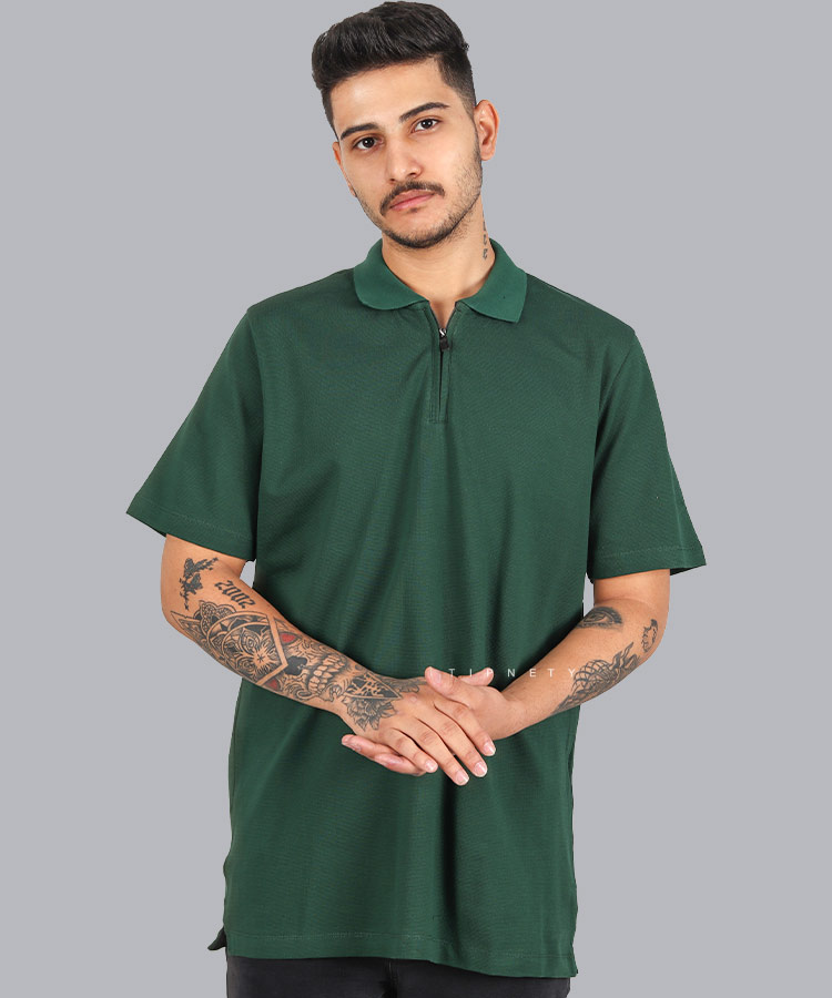 تیشرت یقه دار نیم زیپ مردانه 0563