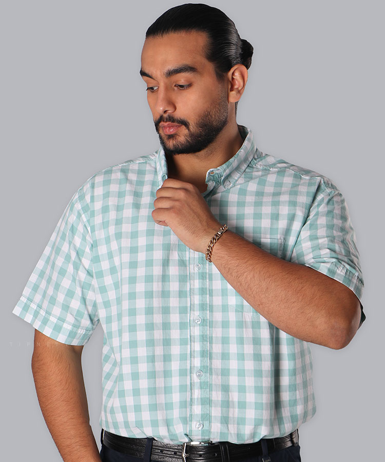 پیراهن آستین کوتاه مردانه چهارخانه 4401