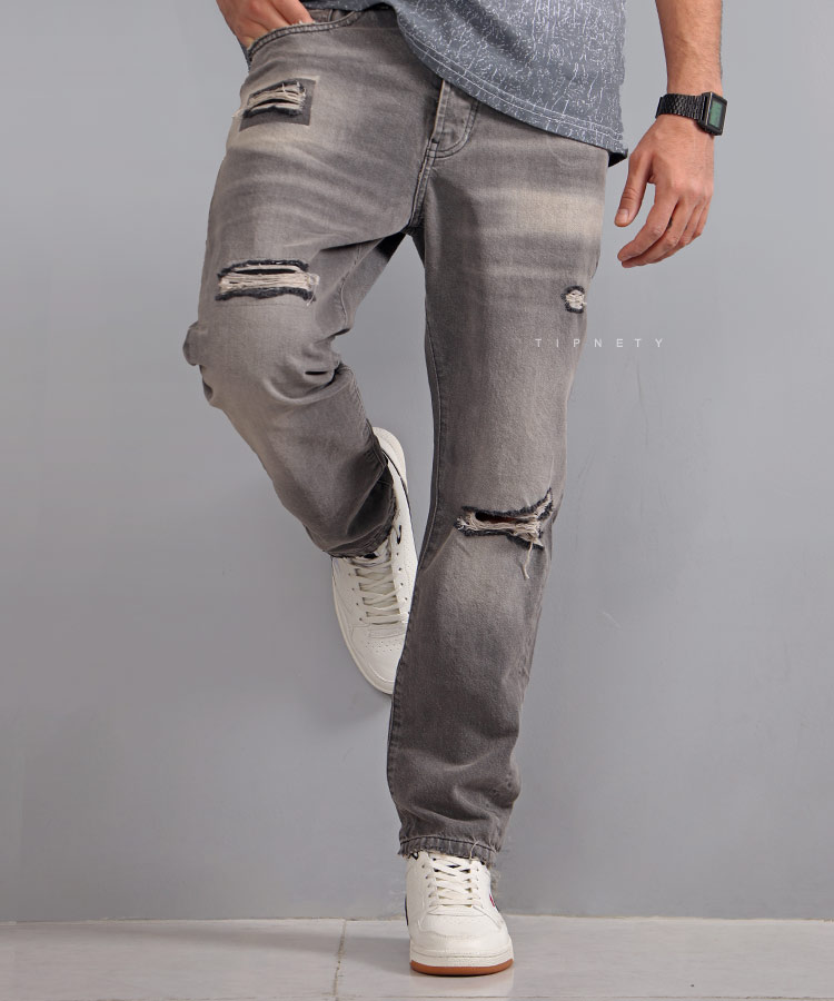 شلوار جین مام استایل مردانه زاپ دار 9142