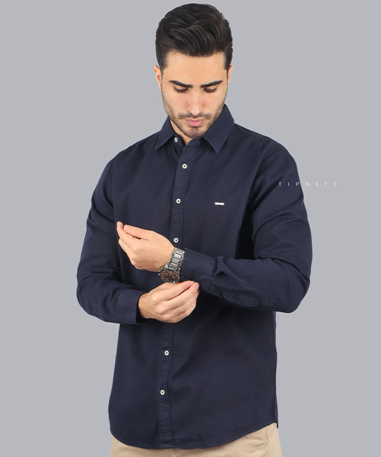                                                           پاییزه پیراهن 5238 ذغالی سورمه ای پیراهن آستین بلند فیت 5238  - تصویر 3