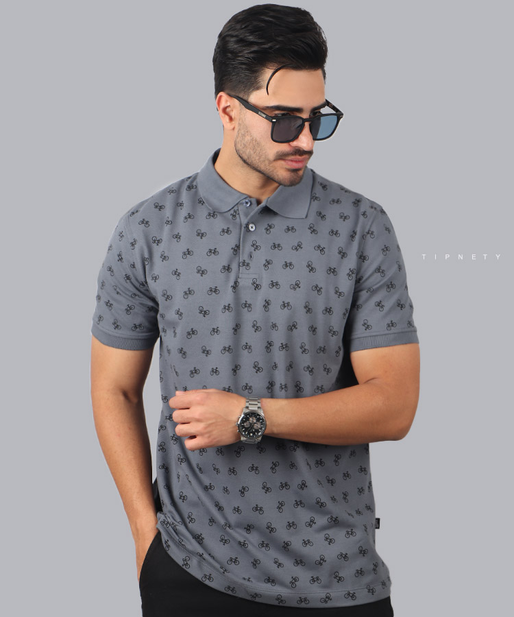 تیشرت یقه دار مردانه طرح دوچرخه 1551 تیشرت یقه دار مردانه طرح دوچرخه 1551