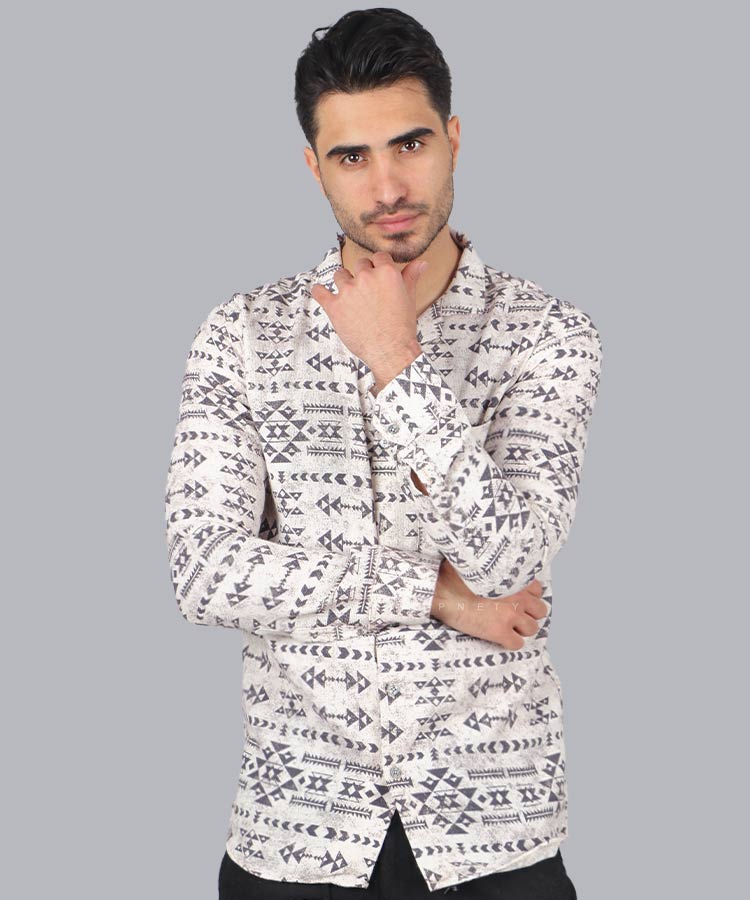 پیراهن آستین بلند یقه انگلیسی مردانه 0130