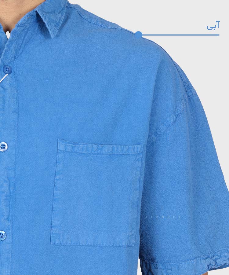 پیراهن مردانه باکسی سنگشور آبی ماچینیست 0628